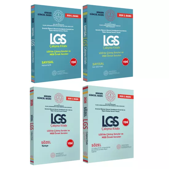 2026 8.Sınıf LGS Çıkmış ve MEB Örnek Soruları Sözel ve Sayısal Çalışma Soru Bankası 4lü SET GÜNCEL