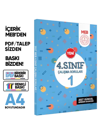 2027 MEB İlkokul 4.Sınıf Çalışma Soruları 1-2 Tüm Dersler Kitap ve 6lı Tıpkı Basım 3lü Set BASKI ÜCRETİ 2027 MEB İlkokul 4.Sınıf Çalışma Soruları 1-2 Tüm Dersler Kitap ve 6lı Tıpkı Basım 3lü Set BASKI ÜCRETİ