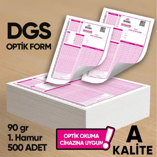 DGS Deneme Sınavları İçin 500 Adet (90.GR) Optik Form - Optik Okuma Uyumlu