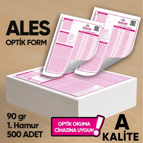 ALES Deneme Sınavları İçin 500 Adet (90.GR) Optik Form - Optik Okuma Uyumlu
