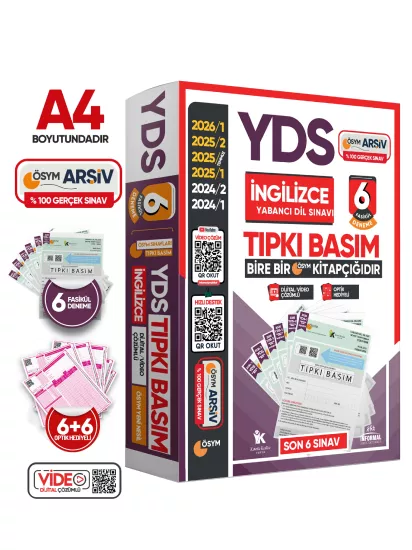 2026 YDS İngilizce ÖSYM Tıpkı Basım Çıkmış Soru 6lı Deneme Paketi Video/PDF Çözümlü Türkiye Geneli