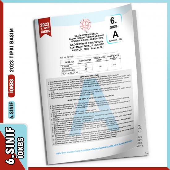 2023 6.Sınıf İOKBS BURSLULUK Çıkmış Soru Tıpkı Basım Türkiye Geneli Dijital Çözümlü Soru Kitapçığı