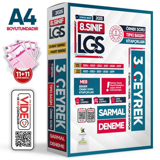 2025 8.Sınıf LGS 3. ÇEYREK Şubat-Mart Ayı MEB Örnek Soru Tıpkı Basım Sarmal Deneme Paketi Çözümlü