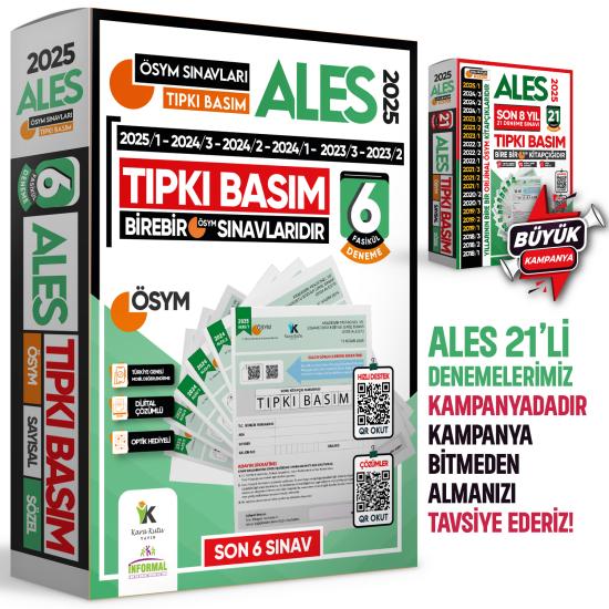 2025 ALES ÖSYM Tıpkı Basım Çıkmış Soru 6lı Deneme Paketi Video ve Dijital Çözümlü Türkiye Geneli