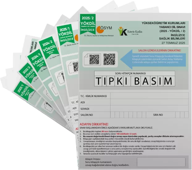 2026 YÖKDİL İngilizce SAĞLIK BİLİMLERİ ÖSYM Çıkmış Soru Tıpkı Basım Deneme Paketi 15li Türkiye Geneli