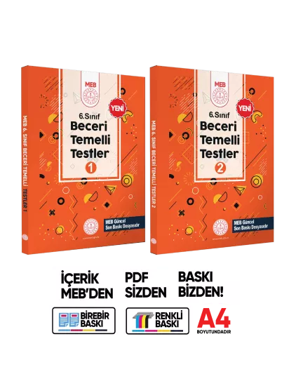6.Sınıf MEB Beceri Temelli Testler 1 ve 2. Kitap Seti Örnek Soru Bankası (Renkli Baskı) BASKI ÜCRETİ 6.Sınıf MEB Beceri Temelli Testler 1 ve 2. Kitap Seti Örnek Soru Bankası (Renkli Baskı) BASKI ÜCRETİ