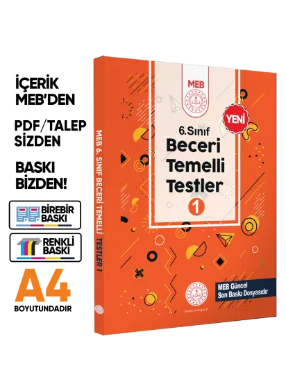6.Sınıf MEB Beceri Temelli Testler 1 ve 2. Kitap Seti Örnek Soru Bankası (Renkli Baskı) BASKI ÜCRETİ 6.Sınıf MEB Beceri Temelli Testler 1 ve 2. Kitap Seti Örnek Soru Bankası (Renkli Baskı) BASKI ÜCRETİ