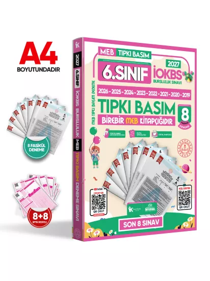 2027 6.Sınıf İOKBS-BURSLULUK Çıkmış Soru Tıpkı Basım 8li Deneme Paketi PDF/Video Çözümlü Türkiye Gen