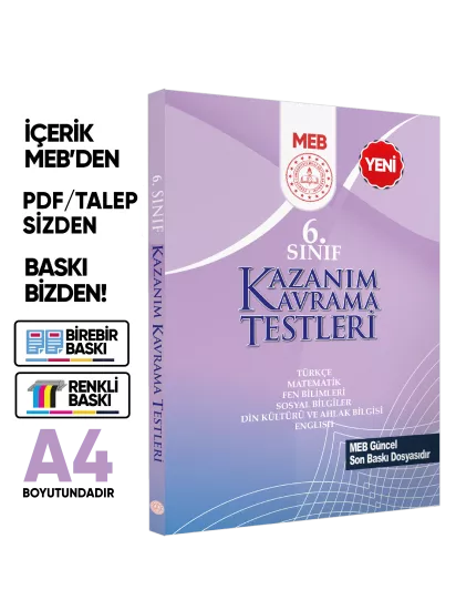 6.Sınıf MEB Örnek Soru Bankası Ve Kazanım Kavrama Testleri 4lü SET (Renkli Baskı) BASKI ÜCRETİ 6.Sınıf MEB Örnek Soru Bankası Ve Kazanım Kavrama Testleri 4lü SET (Renkli Baskı) BASKI ÜCRETİ