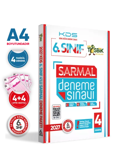 2027 6.Sınıf Yeni Sistem KDS SARMAL Deneme Paketi 4lü Türkiye Geneli D.Çözümlü Hızlı Tosbik Yayın