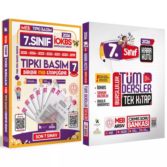 2026 7.Sınıf İOKBS PAKET 7li Tıpkı Basım/Tüm Dersler Tek Kitap Çözümlü Çıkmış Soru Bankası 2li Set