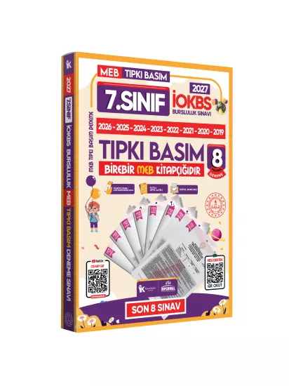 2027 7.Sınıf İOKBS-BURSLULUK Çıkmış Soru Tıpkı Basım 8li Deneme Paketi PDF/Video Çözümlü Türkiye Gen