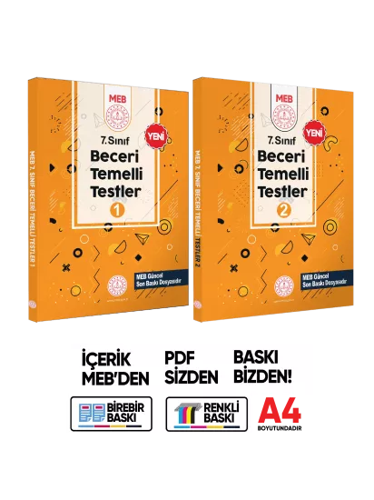 7.Sınıf MEB Beceri Temelli Testler 1 Ve 2. Kitap Set Örnek Soru Bankası (Renkli Baskı) BASKI ÜCRETİ 7.Sınıf MEB Beceri Temelli Testler 1 Ve 2. Kitap Set Örnek Soru Bankası (Renkli Baskı) BASKI ÜCRETİ
