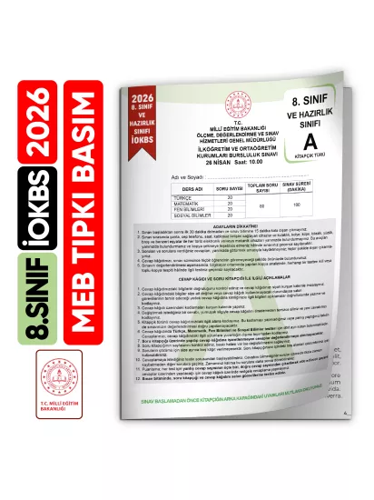  2026 8.Sınıf İOKBS BURSLULUK Tıpkı Basım Çıkmış Soru MEB Kitapçığı Video/PDF Çözümlü Türkiye Geneli