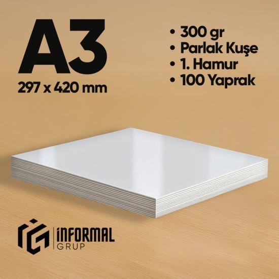 İnformal Fotokopi Kağıdı Premium Kalite A3 300 gr Parlak Kuşe 100 Yaprak 1. Hamur
