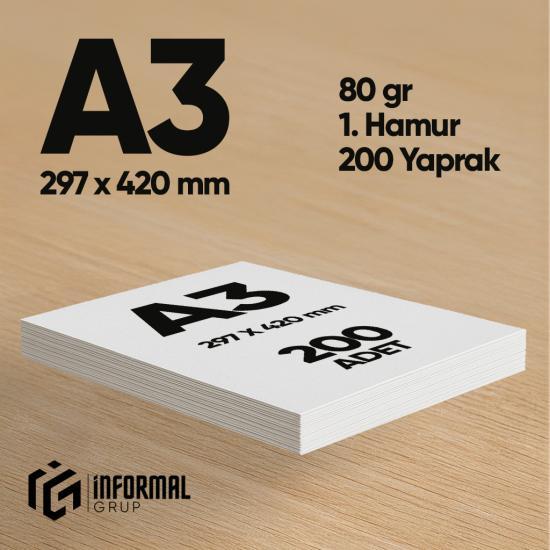 İnformal Fotokopi Kağıdı Premium Kalite A3 80 gr 200 Yaprak 1. Hamur