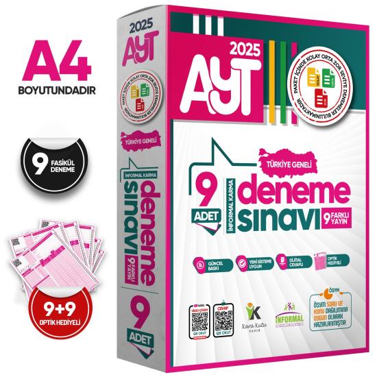 2025 AYT Türkiye Geneli Kurumsal 9lu Paket Deneme Sınavı Dijital Cevaplı
