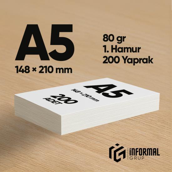 İnformal Fotokopi Kağıdı Premium Kalite A5 80 gr 200 Yaprak 1. Hamur