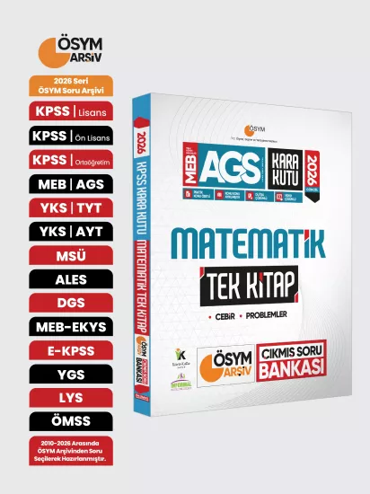 2026 MEB AGS Kara Kutu Matematik TEK KİTAP ÖSYM Arşiv Çıkmış Soru Bankası Konu Özetli Çözümlü
