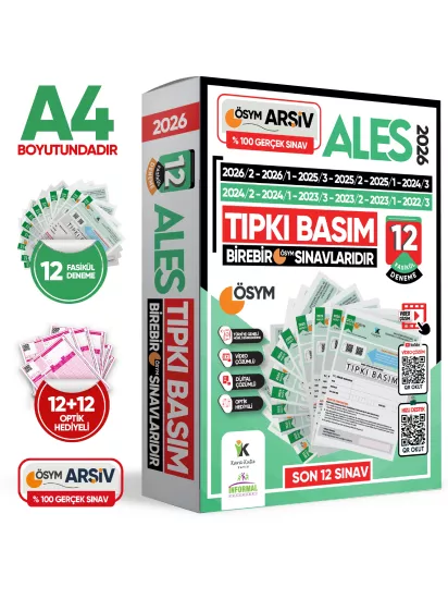 2026 ALES ÖSYM Tıpkı Basım Çıkmış Soru 12li Deneme Paketi Video/PDF Çözüm Türkiye Geneli