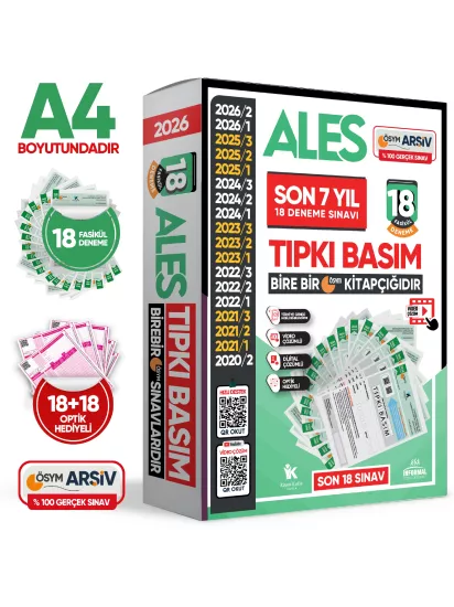 2026 ALES ÖSYM Tıpkı Basım Çıkmış Soru 18li Deneme Paketi Video/PDF Çözüm Türkiye Geneli