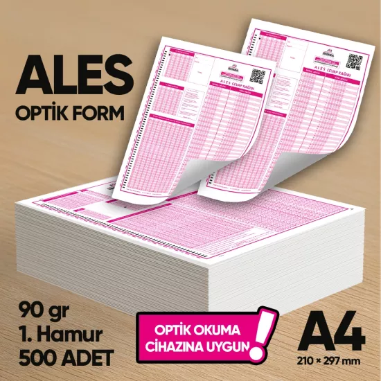 ALES Deneme Sınavları İçin 500 Adet (90.GR) Optik Form - Optik Okuma Uyumlu