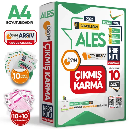 2026 ALES Sayısal-Sözel-TM ÖSYM Çıkmış Karma Kara Kutu 10lu Deneme Paketi Türkiye Geneli D. Çözümlü