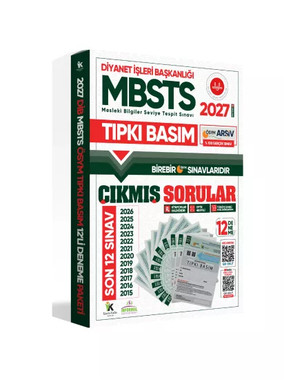 2027 DİB-MBSTS ÖSYM Çıkmış Soru Tıpkı Basım 12li Kitapçık Türkiye Geneli Deneme Paketi