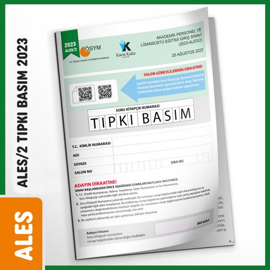 ALES 2023/2 Ağustos ÖSYM Tıpkı Basım Çıkmış Soru Türkiye Geneli Dijital Çözümlü Deneme Kitapçığı