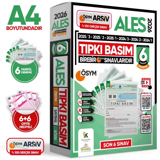 2026 ALES ÖSYM Tıpkı Basım Çıkmış Soru 6lı Deneme Paketi Video ve Dijital Çözümlü Türkiye Geneli