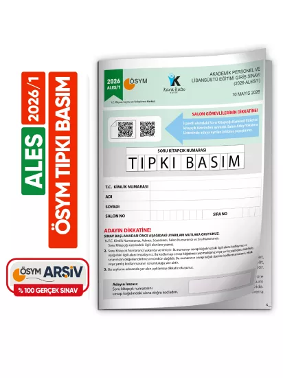 ALES 2026/1 ÖSYM Tıpkı Basım Çıkmış Soru Deneme Kitapçığı Video/PDF Çözümlü Türkiye Geneli