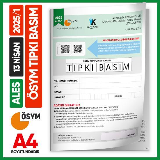 ALES 2025/1 ÖSYM Tıpkı Basım Çıkmış Soru Deneme Kitapçığı Video/PDF Çözümlü Türkiye Geneli