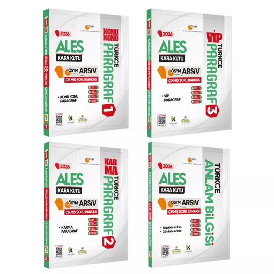 2026 ALES Türkçe Kara Kutu ÖSYM Çıkmış Soru Bankası 4lü SET Konu Özetli Dijital Çözümlü