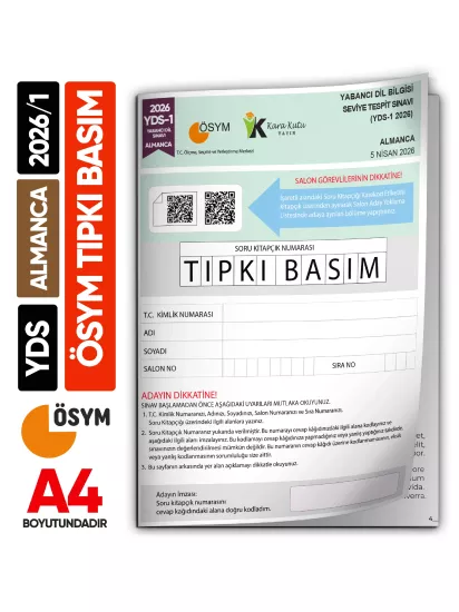 YDS Almanca 2026/1 Yabancı Dil Sınavı ÖSYM Tıpkı Basım Çıkmış Soru Deneme Kitapçığı (e-YDS uygun)