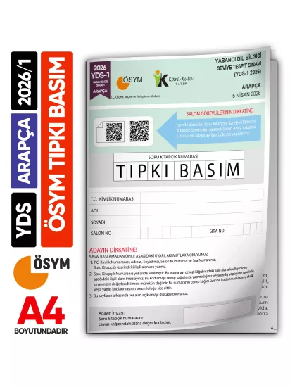 YDS Arapça 2026/1 Yabancı Dil Sınavı ÖSYM Tıpkı Basım Çıkmış Soru Deneme Kitapçığı (e-YDS uygun)