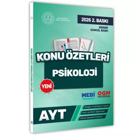 2026 YKS-AYT MEBİ-OGM Psikoloji Pratik Konu Özet Kitabı RENKLİ A4 Boyut Görsel Destekli BASKI ÜCRETİ