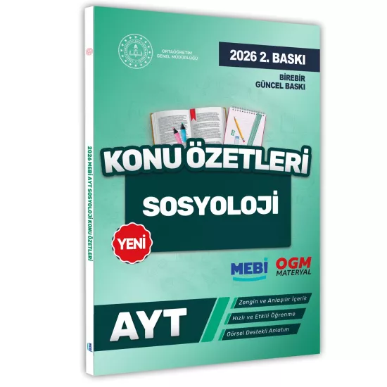 2026 YKS-AYT MEBİ-OGM Sosyoloji Pratik Konu Özet Kitabı RENKLİ A4 Boyut Görsel Destekli BASKI ÜCRETİ