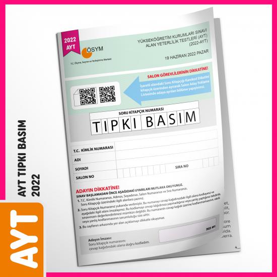 YKS-AYT 2022 ÖSYM Tıpkı Basım Türkiye Geneli Dijital Çözümlü Soru Kitapçığı