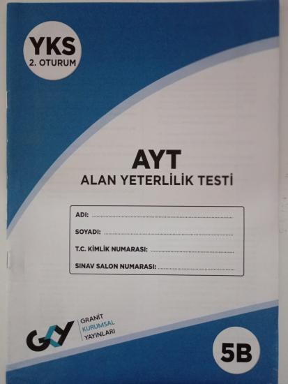 YKS-AYT Granit Yayınları 2.Oturum Deneme Kitapçığı 