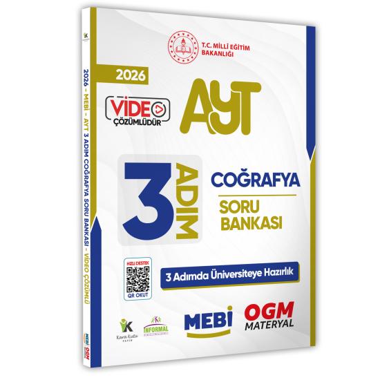 2026 AYT MEBİ-OGM 3 ADIM Coğrafya Soru Bankası RENKLİ A4 Boyut Video Çözümlü (Karakutu Katkılarıyla)