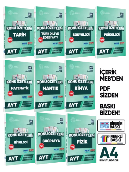 2027 YKS-AYT MEBİ-OGM Pratik Konu Özet Kitap SETİ RENKLİ A4 Boyut Görsel Destekli BASKI ÜCRETİ 2027 YKS-AYT MEBİ-OGM Pratik Konu Özet Kitap SETİ RENKLİ A4 Boyut Görsel Destekli BASKI ÜCRETİ