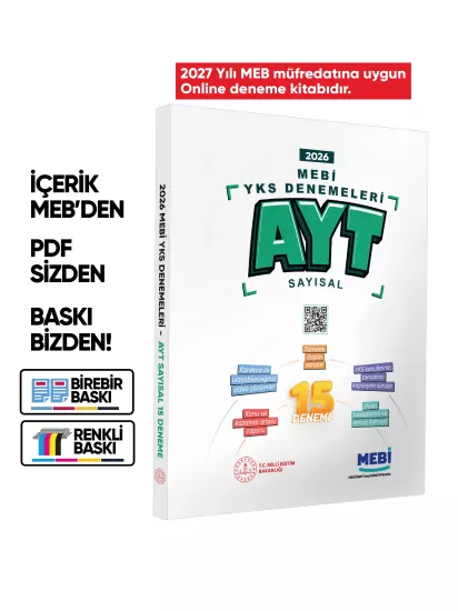 2027 MEBİ YKS-AYT SAYISAL 15li Deneme Kitabı Video Çözümlü Renkli BASKI ÜCRETİ
