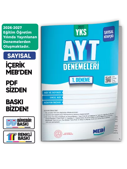 2027 YKS-AYT SAYISAL MEBİ ONLİNE Türkiye Geneli 1. Deneme Büyük Boy RENKLİ BASKI ÜCRETİ 2027 YKS-AYT SAYISAL MEBİ ONLİNE Türkiye Geneli 1. Deneme Büyük Boy RENKLİ BASKI ÜCRETİ
