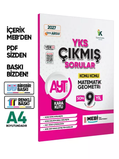 2027 YKS-AYT Matematik-Geometri ÖSYM Çıkmış Soru Bankası Konu Konu Son 9 Yıl Video/PDF Çözümlü