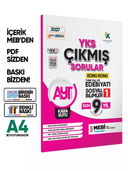 2027 YKS-AYT Sözel Çıkmış Soru Bankası Kara Kutu 2’li Set Konu Konu Son 9 Yıl Video/PDF Çözümlü