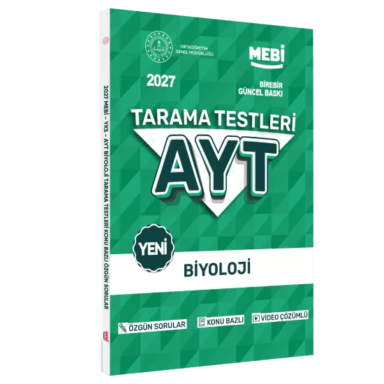 2026 YKS-AYT MEBİ-OGM Biyoloji Özgün Tarama Testleri Kitabı A4 Boyut Renkli Görsel BASKI ÜCRETİ