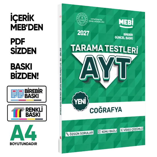 2027 YKS-AYT MEBİ-OGM 4lü Tüm Dersler Özgün Tarama Eşit Ağırlık (TM) Test Kitabı BASKI ÜCRETİ