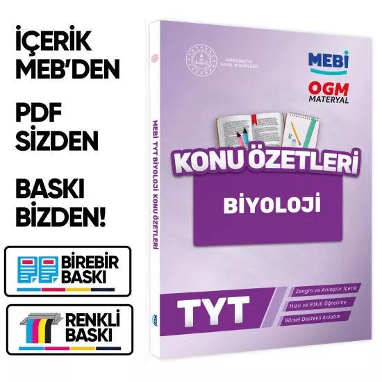 2025 YKS-TYT MEBİ-OGM Biyoloji Pratik Konu Özet Kitabı RENKLİ A4 Boyut Görsel Destekli BASKI ÜCRETİ