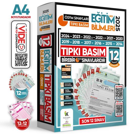 2025 MEB-AGS EĞİTİM BİLİMLERİ ÖSYM Çıkmış Soru Tıpkı Basım 12li Deneme Paketi Video Çözümlü Türkiye G.