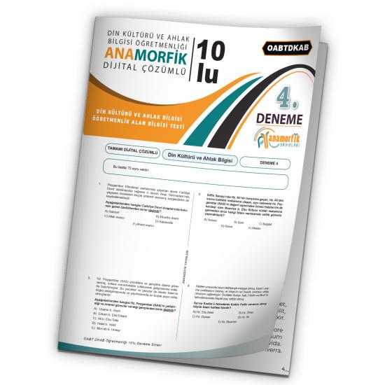 2024 KPSS ÖABT Anamorfik Din Kültürü ve Ahlak Bilgisi Türkiye Geneli D.Çözümlü Deneme 10/4.Kitapçık
